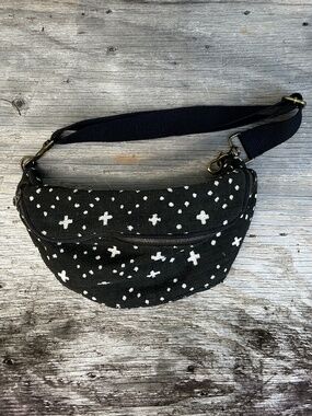 NEW Jenna Bee mudcloth Sling BAG handmade black crosses and dots